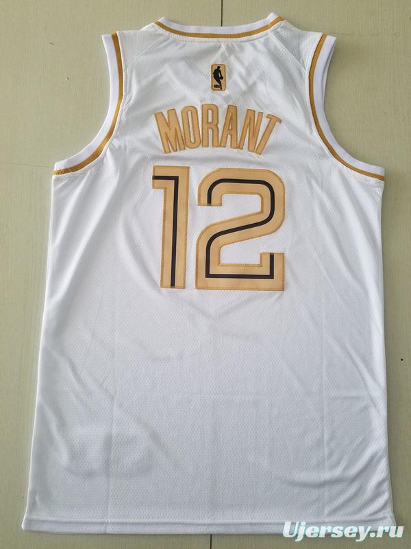 Ja Morant 12 White Golden Edition Jersey