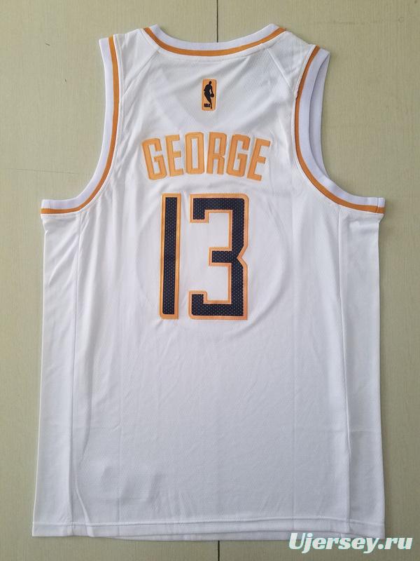 Paul George 13 White Golden Edition Jersey