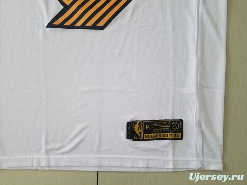 Damian Lillard 0 White Golden Edition Jersey