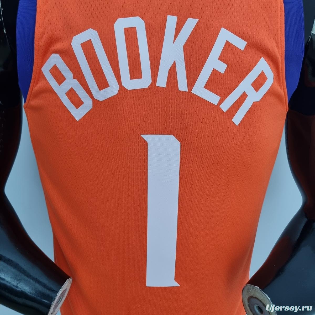 75th Anniversary BOOKER#1 Phoenix Suns Jordan Theme Orange NBA Jersey