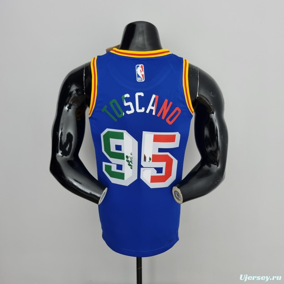 Toscano#95 Golden State Warriors Mexico Exclusive Blue NBA Jersey