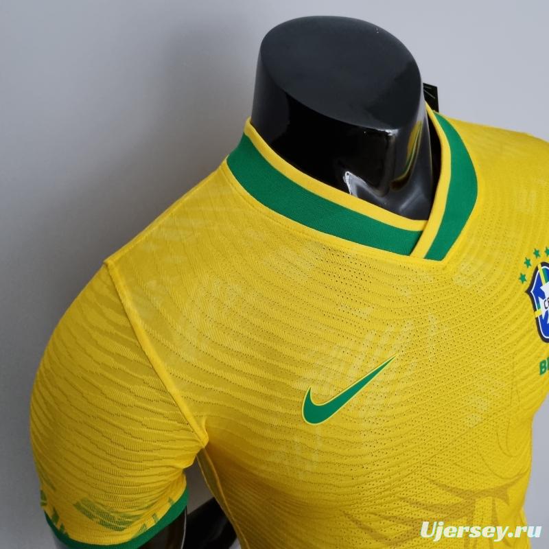 2022 Brazil Player Version Classic Yellow Soccer Jersey