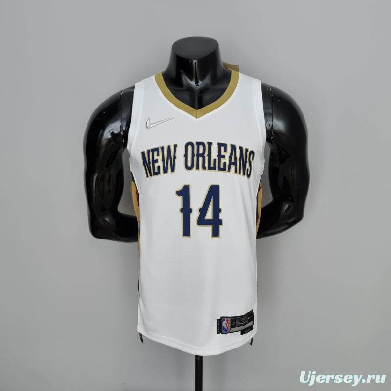 75th Anniversary New Orleans Pelicans Ingram #14 White NBA Jersey