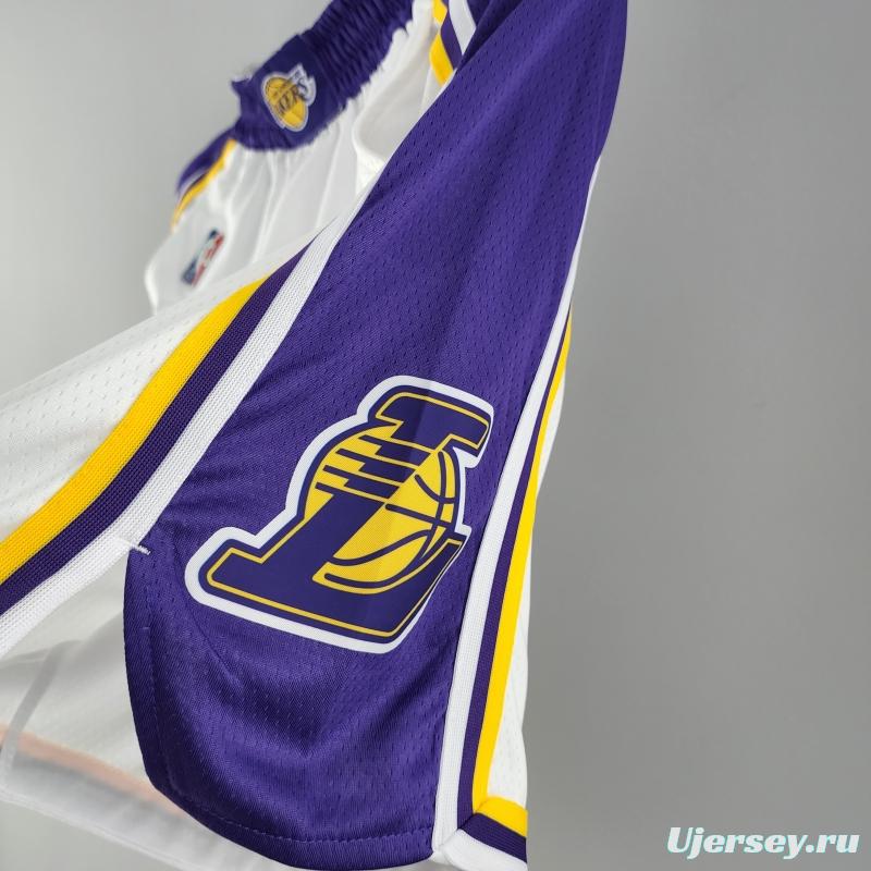 75th Anniversary Los Angeles Lakers White NBA Shorts 