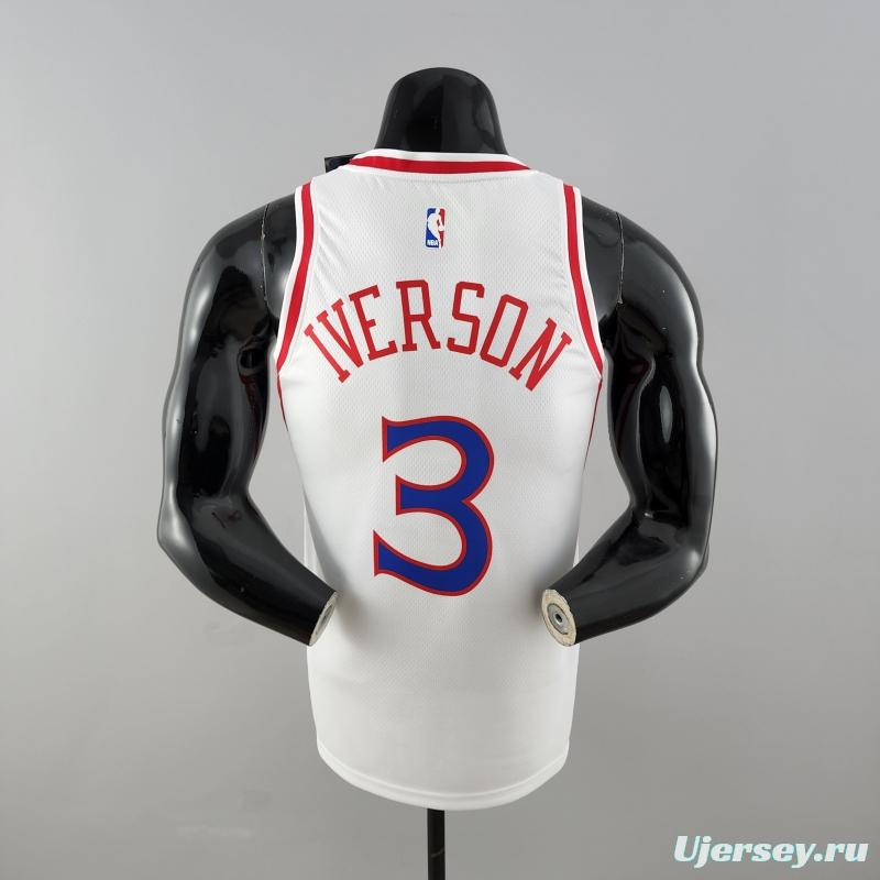 Rookie Philadelphia 76ers Iverson #3 White NBA Jersey 