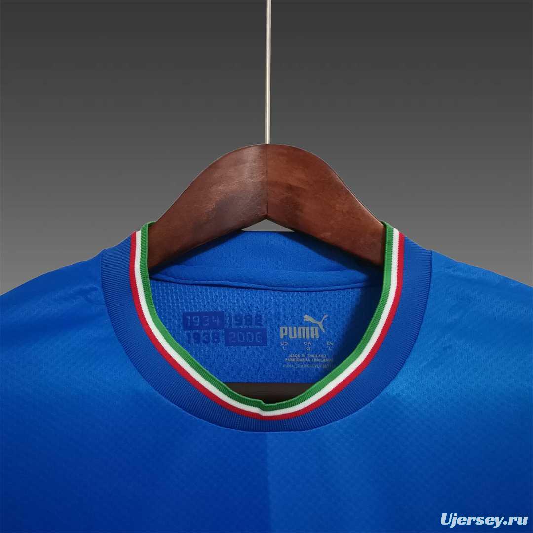 2022 Italy Home Soccer Jersey With Nations League Patch