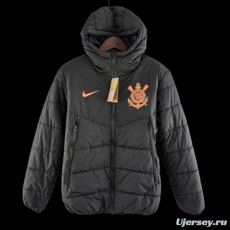 2022 Corinthians Down coat Jacket Black Orange Label