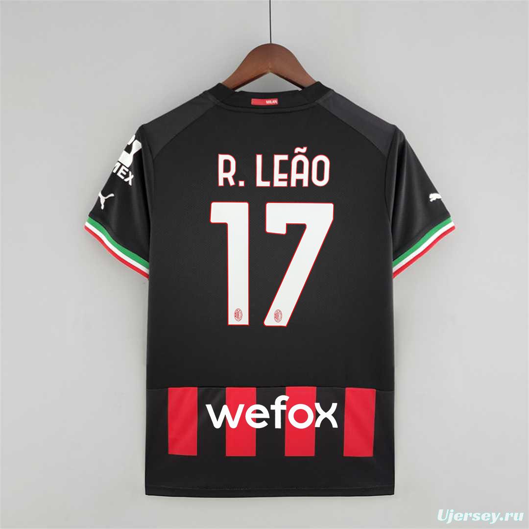 22 23 AC Milan Home Soccer Jersey with Scudetto Patch