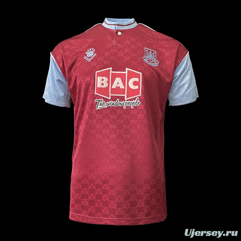 Retro 89/90 West Ham home Soccer Jersey