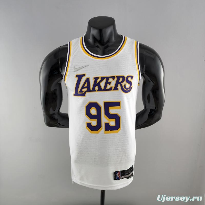 75th Anniversary TOSCANO #95 Los Angeles Lakers White NBA Jersey