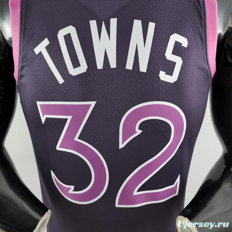 Minnesota Timberwolves TOWNS#32 Black And Purple NBA Jersey