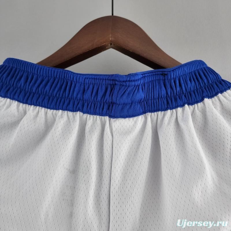 Golden State Warriors NBA Shorts White Blue Trim