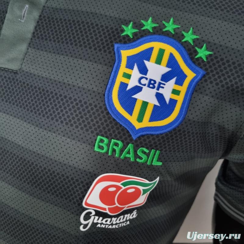 2022 Brazil Polo Black Stripe Jersey