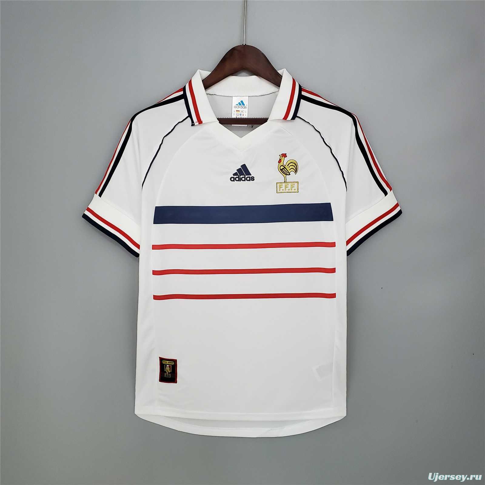 Retro 1998 France Away White Soccer Jersey