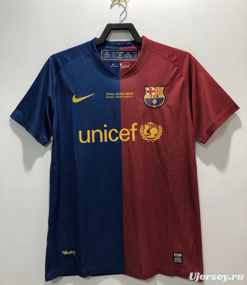 Retro 08/09 Barcelona Home Champions Version Soccer Jersey