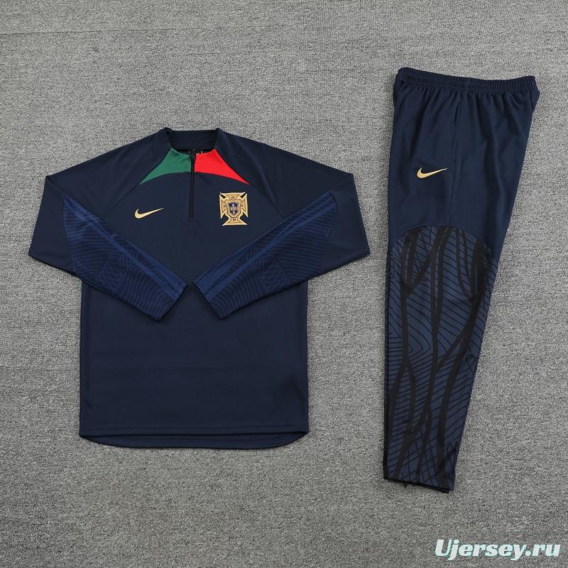 2022 Portugal Navy Half Zipper Tracksuit