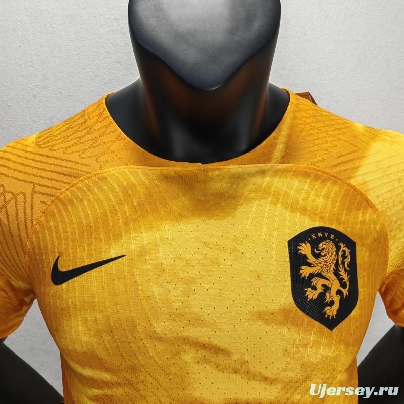 Player Version 2022 Netherlands Home Soccer Jersey