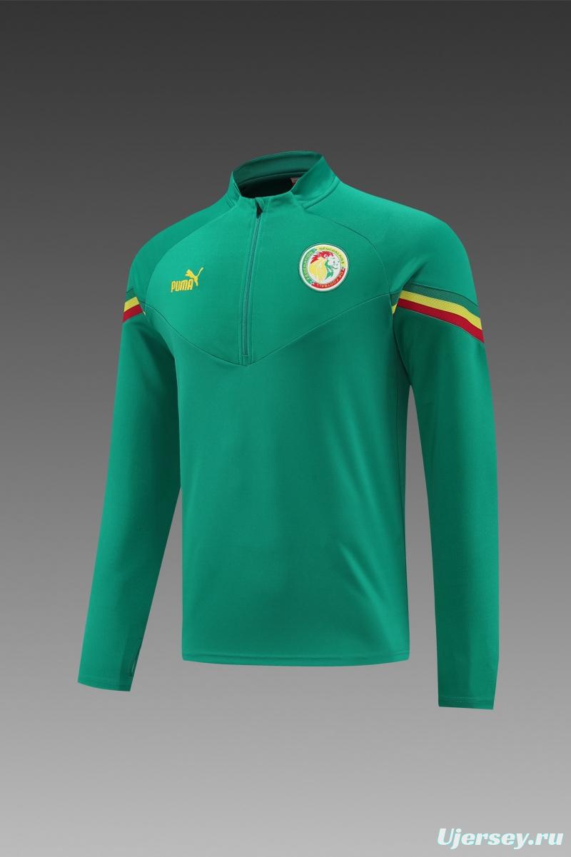 2022 Senegal Green Half Zipper Tracksuit