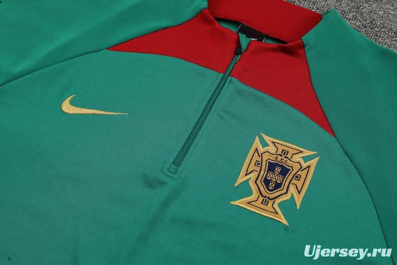 2022 Portugal Half Zipper Green Tracksuit