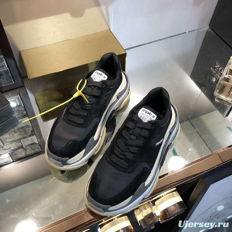 Men/Women Balenciaga Triple S Sneaker Black/Blue Sole Item 6380340