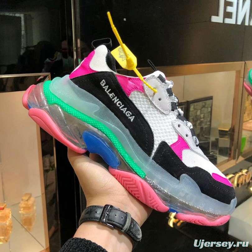 Men/Women Balenciaga Triple S MutiColor Clear Sole Black/Pink Sneaker Item 6380380