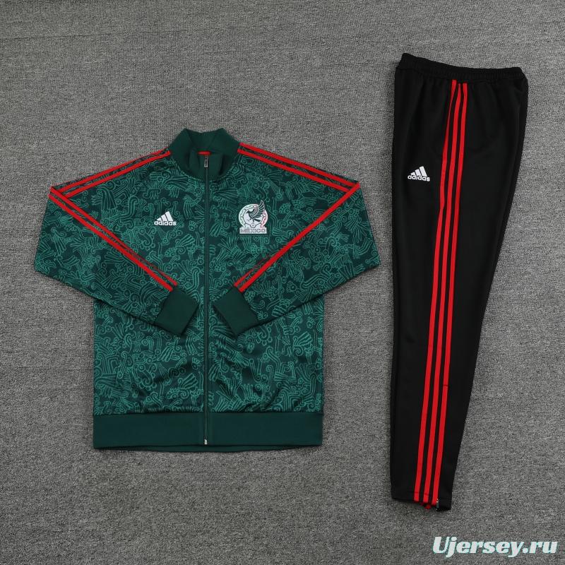 2022 Mexico Dark Green Full Zipper Tracksuit