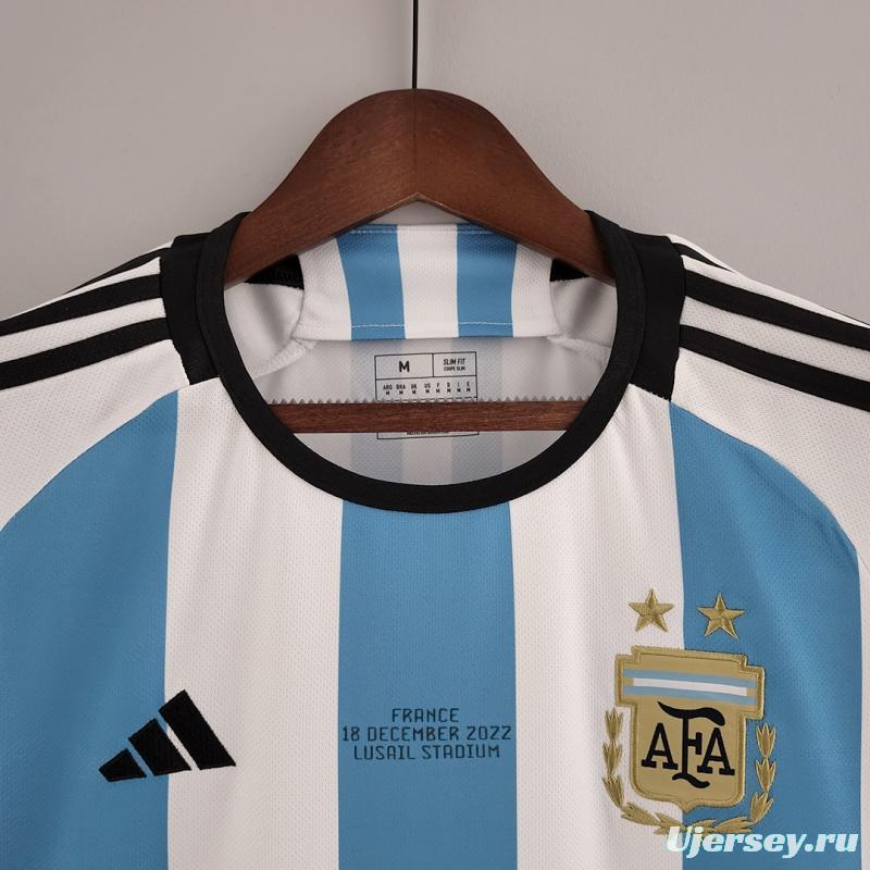 2 Stars Argentina Home Final Match Jersey With Full Patch