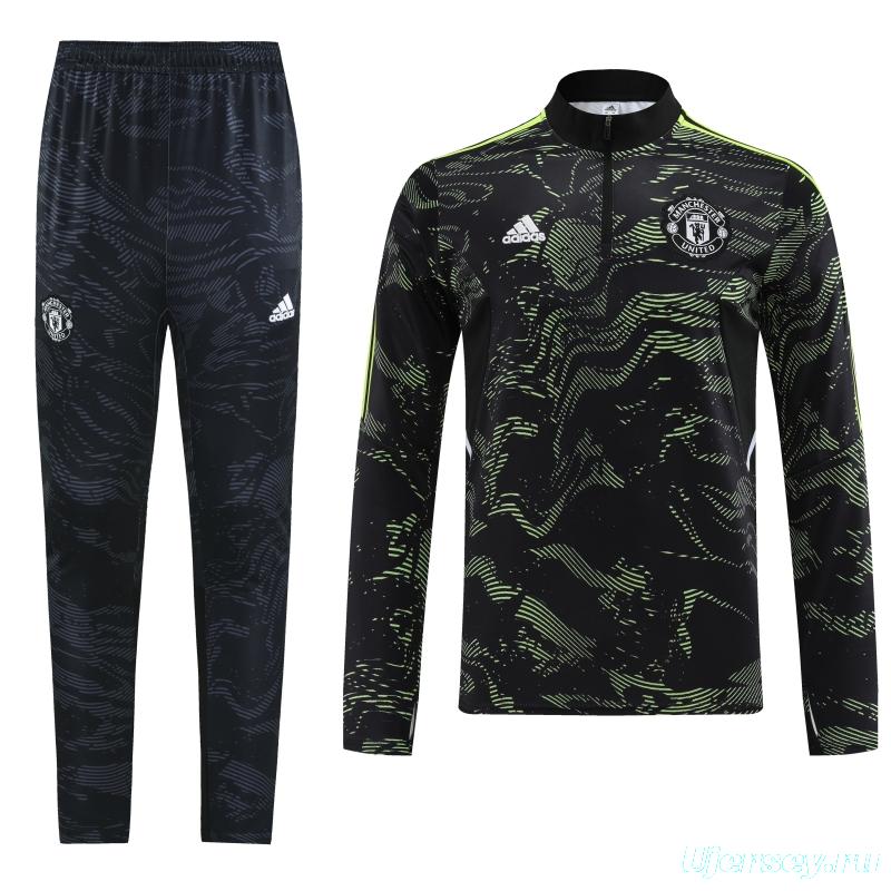 2023 Manchester United Dark Green Half Zipper Tracksuit