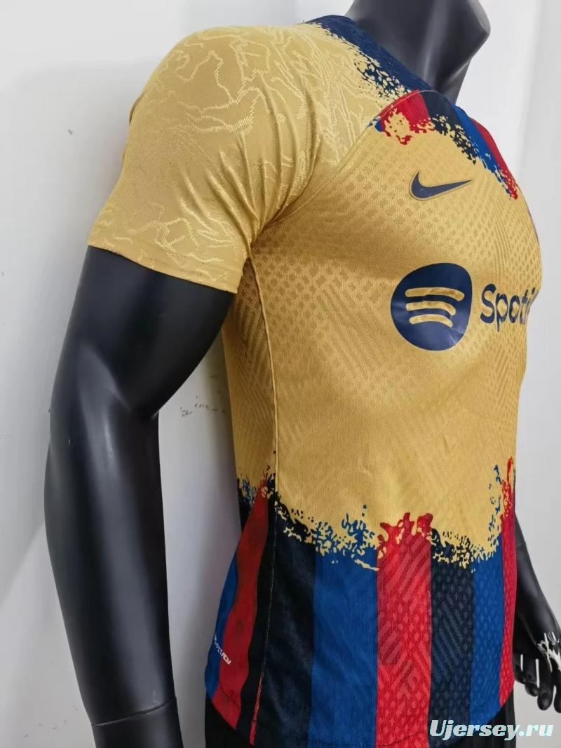 Player Version 23/24 Barcelona Home X Away Mixed Red Yellow Jersey