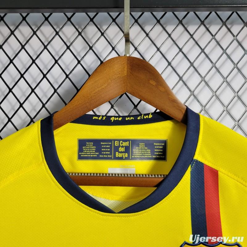 Long Sleeve Retro 08/09 Barcelona Away Yellow Jersey