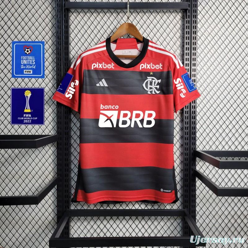 23/24 Flamengo Home Jersey With All Sponsors+Patches