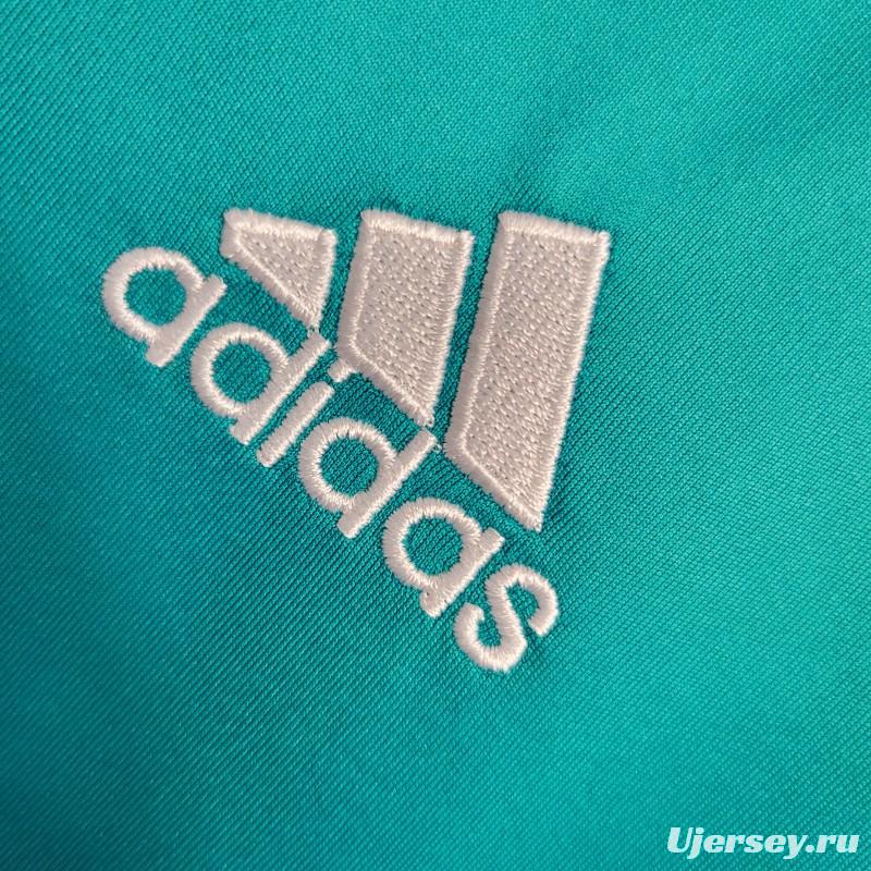 Retro Long Sleeve 17-18 Real Madrid Third Blue Jersey