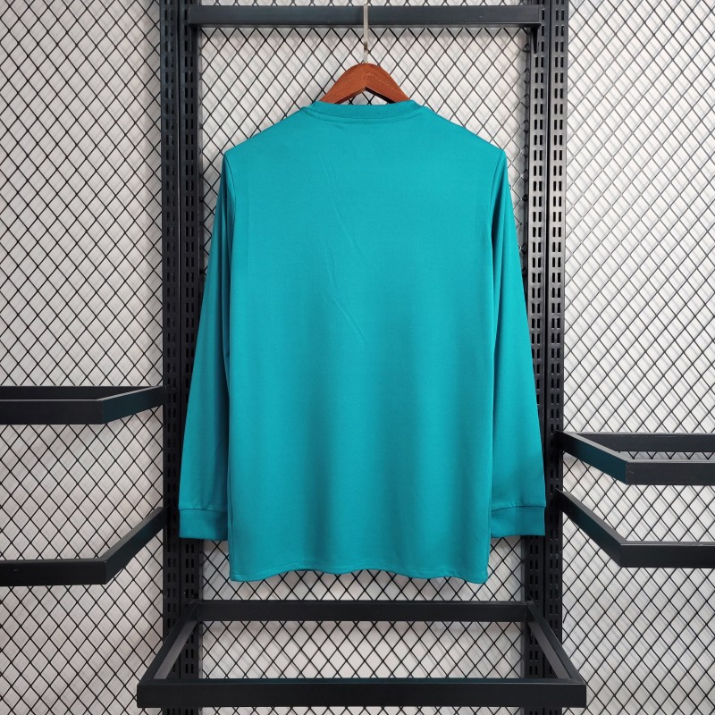 Retro Long Sleeve 17-18 Real Madrid Third Blue Jersey