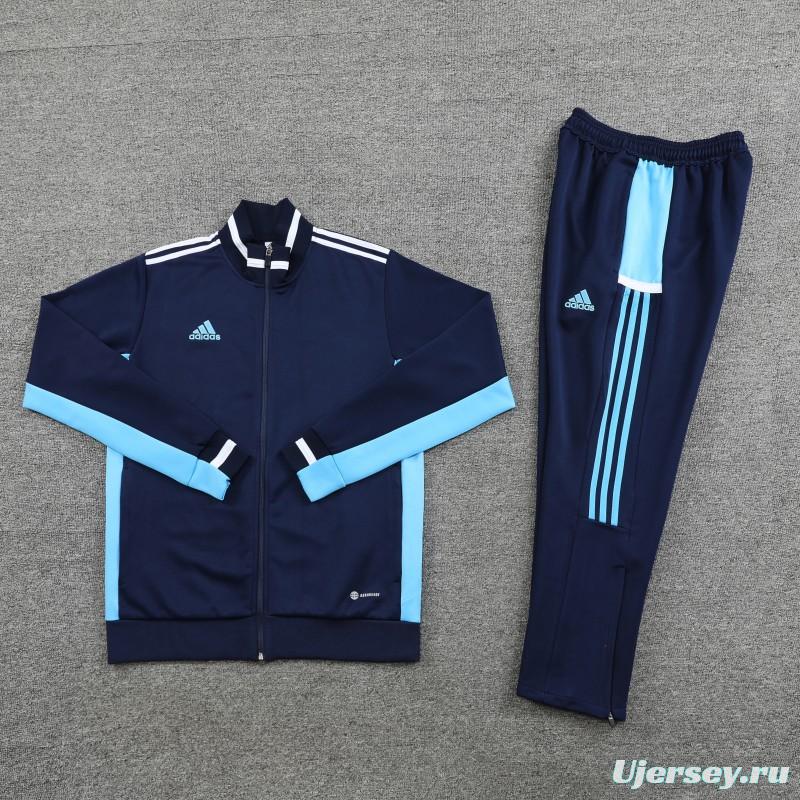 2023 Adidas Black Blue Full Zipper Jacket +Pants