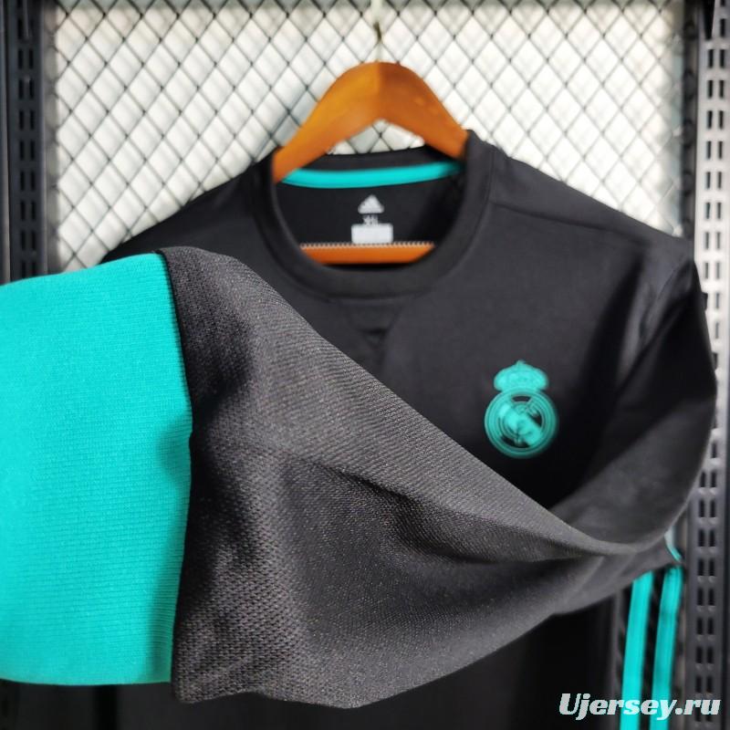 Retro Long Sleeve 17-18 Real Madrid Away Black Jersey