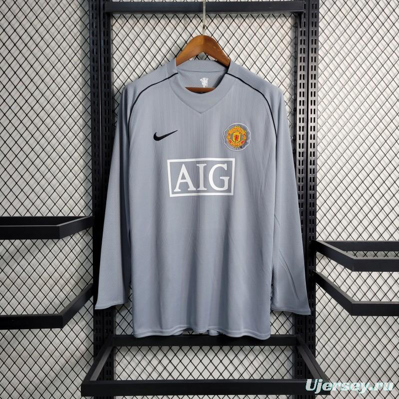 Retro 07-08 Manchester United Gray Goalkeeper Jersey