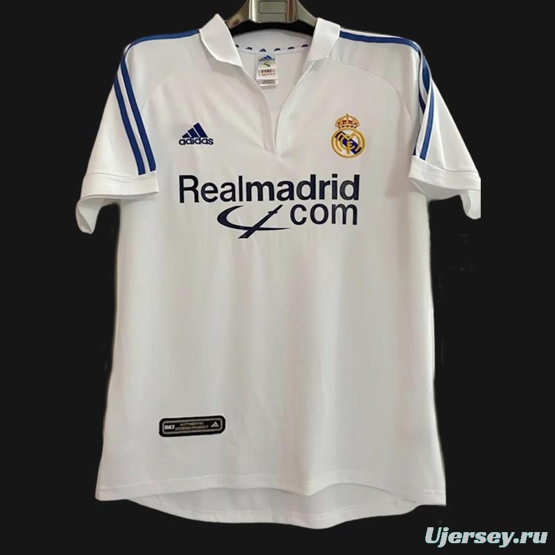 Retro 01/02 Real Madrid Home Jersey League Version With Sponsor