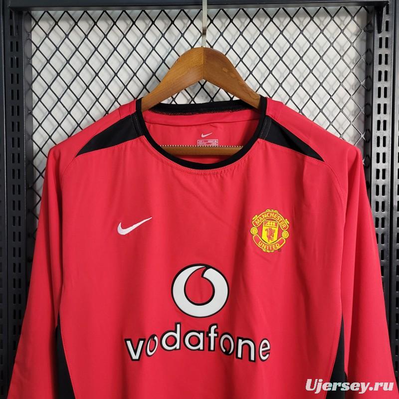 Retro 02/04 Manchester United Long Sleeve Home Jersey