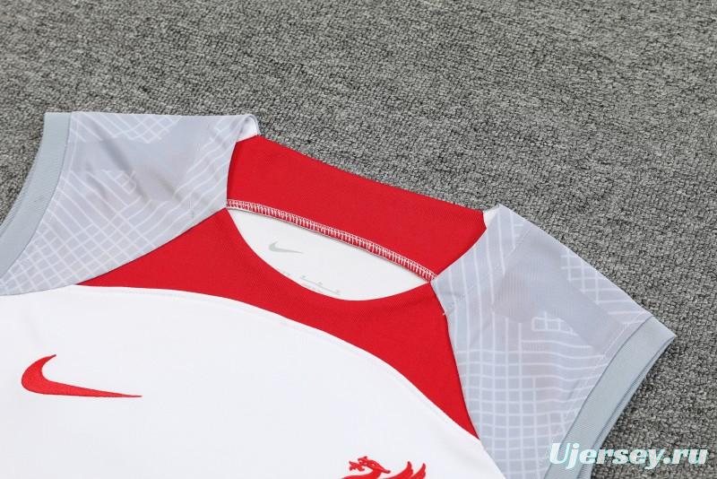 23-24 Liverpool White Vest Jersey+Shorts