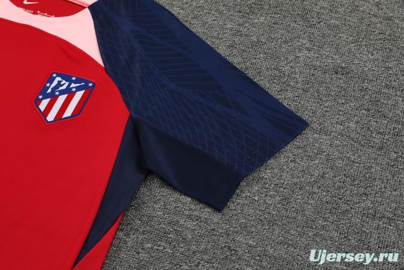 23-24 Atletico Madrid Red Navy Short Sleeve+Shorts