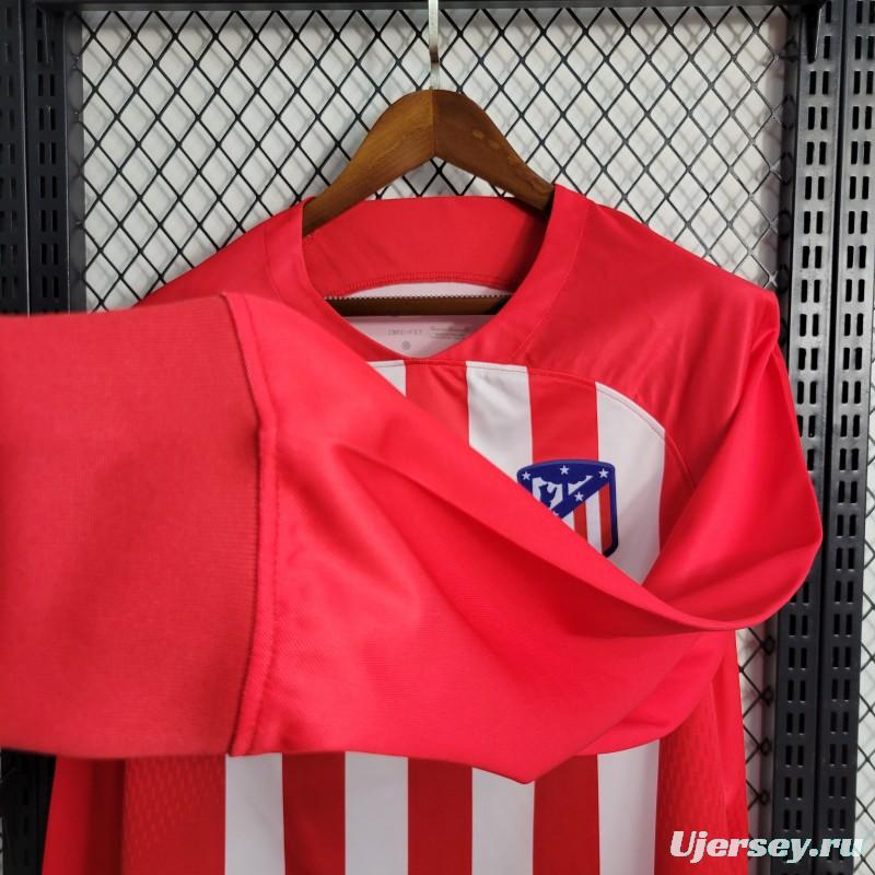 23-24 Atletico Madrid Home Long Sleeve Jersey