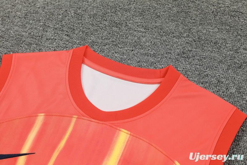 23-24  Barcelona Orange Vest Jersey+Shorts