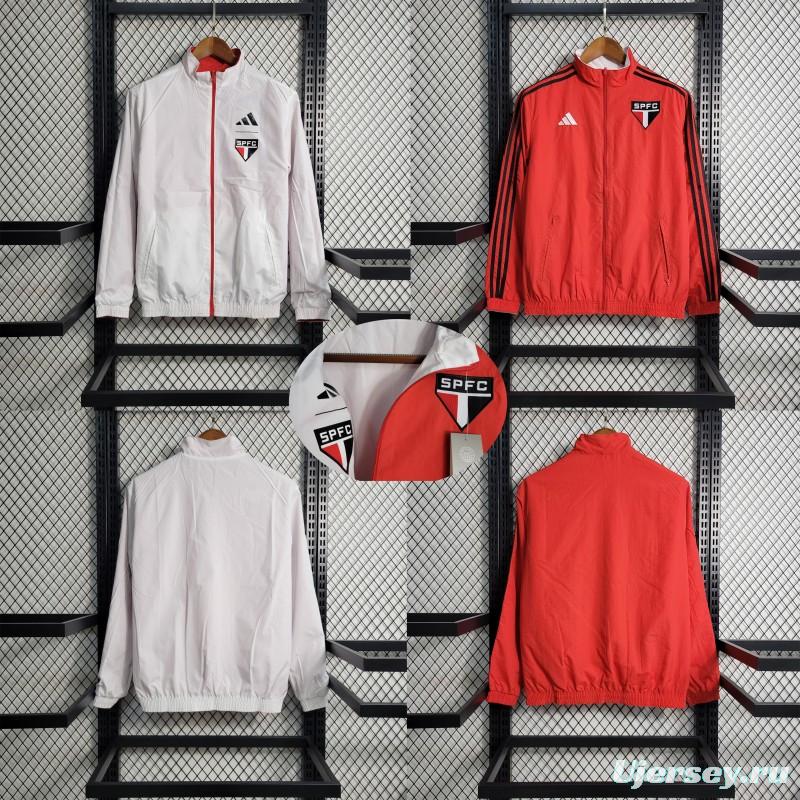 23-24 Sao Paulo Reversible White Red Windbreaker