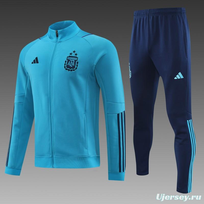 2023 Argentina Blue Full Zipper Jacket +Pants