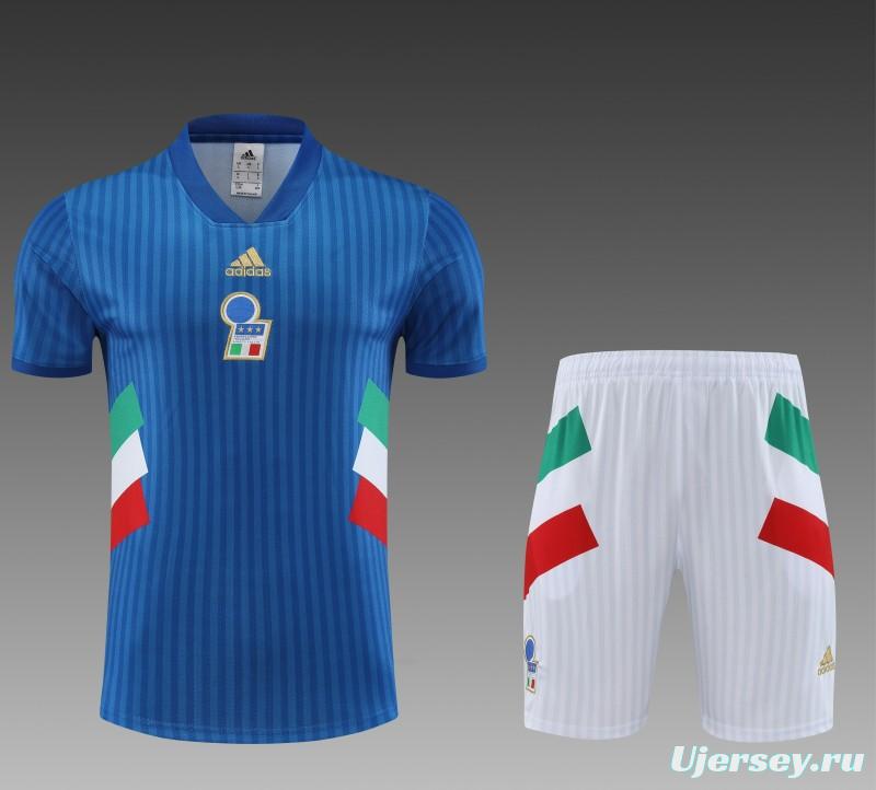 2023 Italy Blue Remake Icon Short Sleeve+Shorts