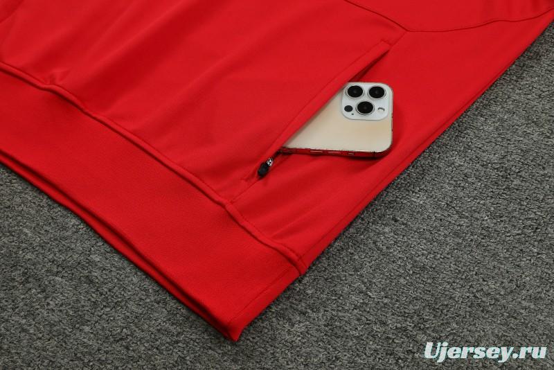 23/24 Arsenal Red/White Half Zipper Jacket+ Pants
