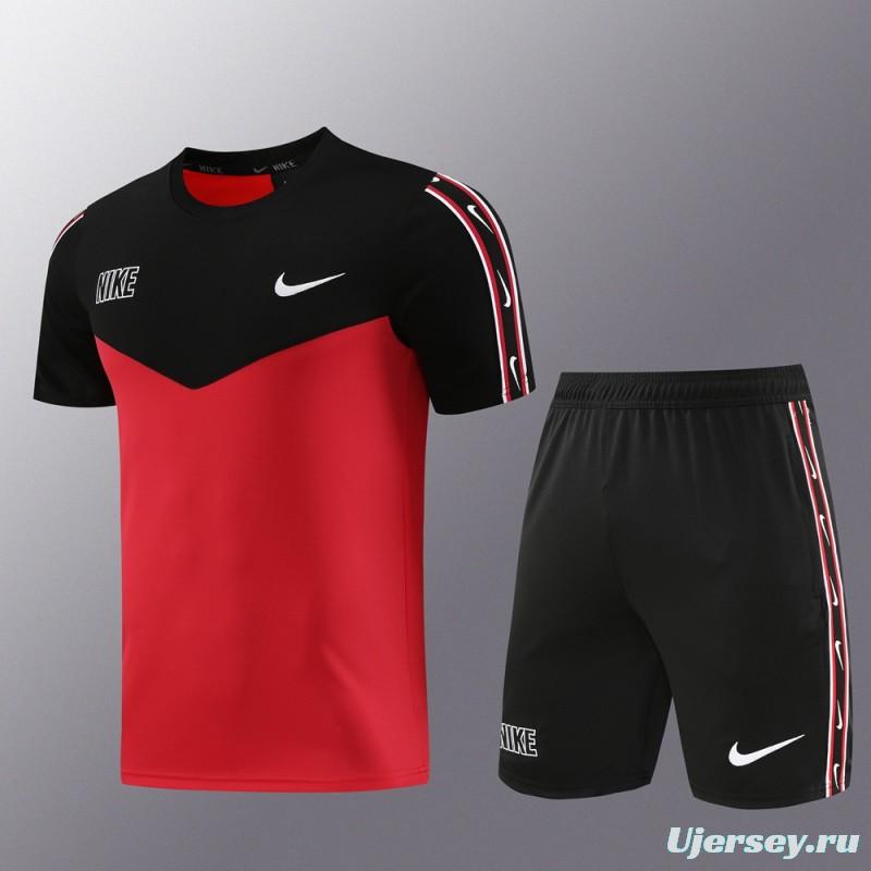 23/24 NIKE Black/Red Short Sleeve Jersey+Pants