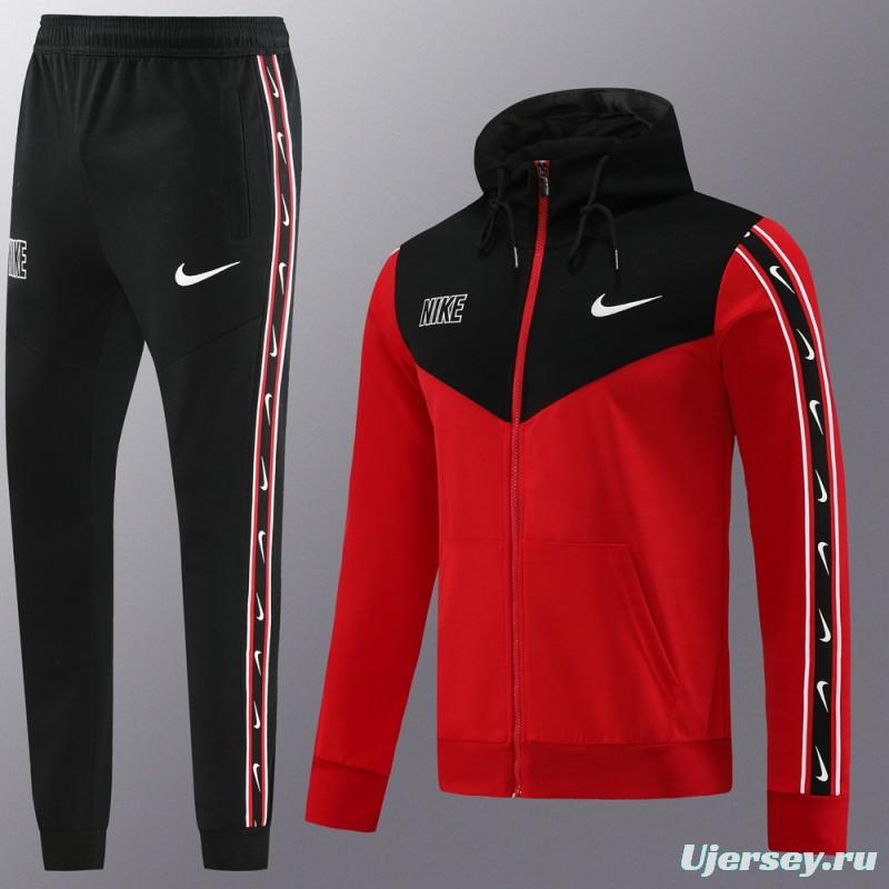 23/24 NIKE Black/Red Full Zipper Hooide Jacket+Pants