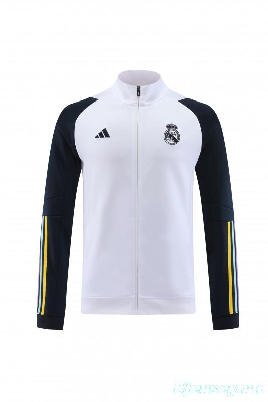 23/24 Real Madrid White Full Zipper Jacket+Pants