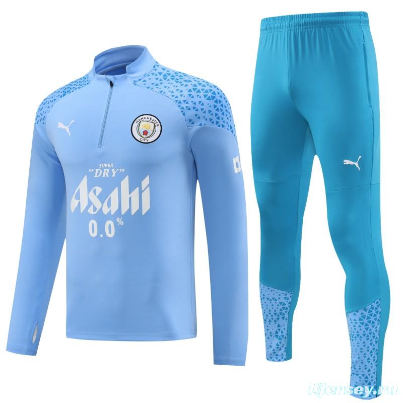 23/24 Manchester City Blue Half Zipper Jacket+ Pants